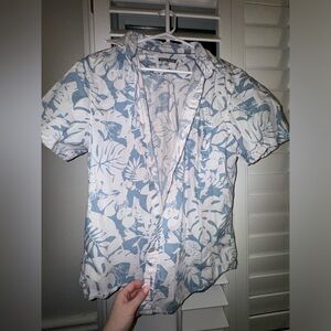 Michael Bastian Men's Short Sleeve Floral Print Button-Up Shirt Blue Size L